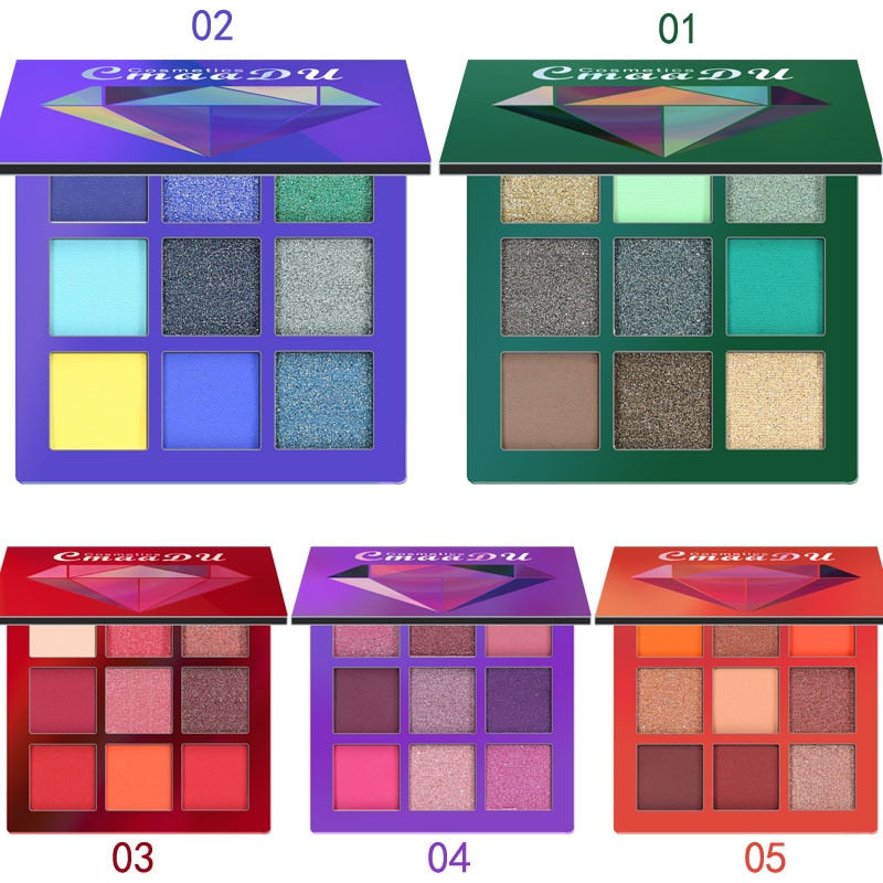 0MAADU Brand 9color EYE SHADOW PALETTE Matte Shimmer Glitter Eye Shadow Powder - Makeup Kit