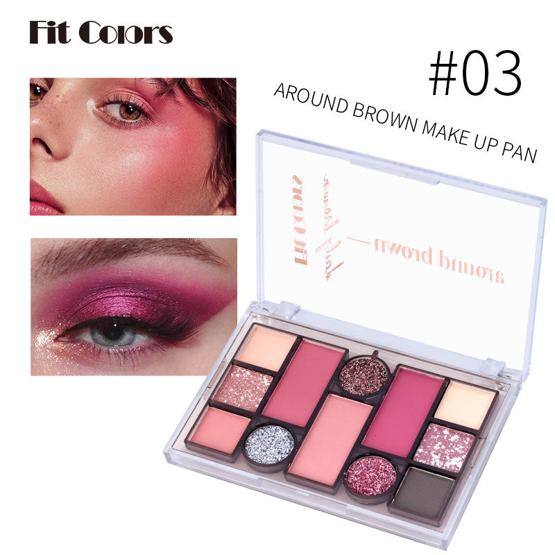 Eyebrow Powder Eye Shadow - Fit Colors 12-Color Face Comprehensive Makeup Powder Palette Matte Pearlescent Earth Color Blush