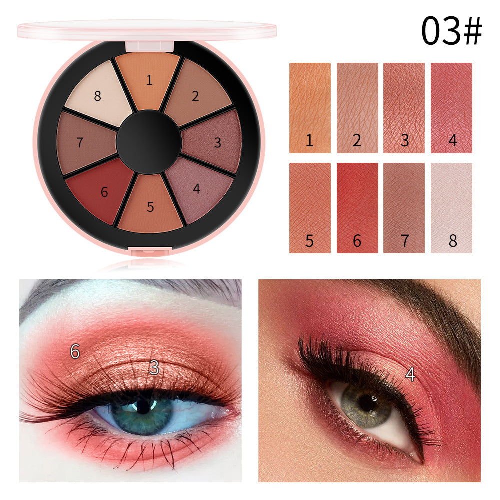 Romantic Beauty 8 Color ROUND PALETTE EYESHADOW - Pearlescent Matte Eyeshadow Palette