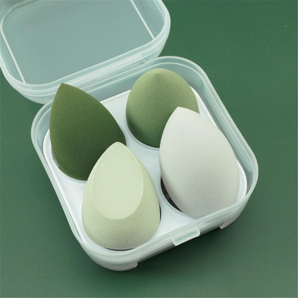 Makeup Blender Cosmetic Sponge/Puff - 4pcs MAKEUP SPONGE with Storage Box - Foundation Powder Sponge