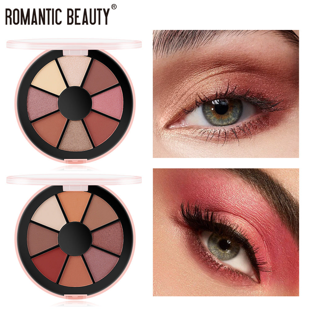 Romantic Beauty 8 Color ROUND PALETTE EYESHADOW - Pearlescent Matte Eyeshadow Palette