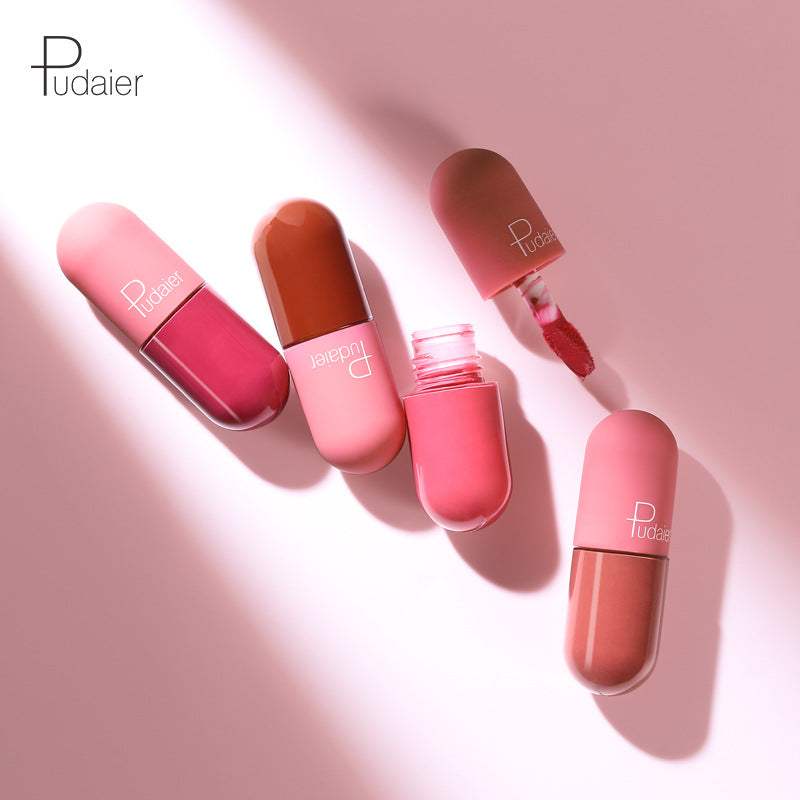 Pudaier 18 Color Mini Capsule Lip Glaze - Velvet Fog Color Non-Stick Cup Smooth Matte