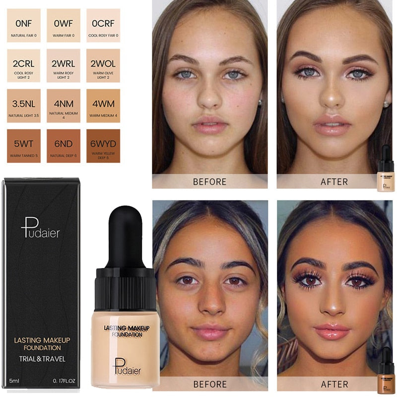 Foundatin and Concealer - Professional Full Coverage Liquid FOUNDATION and Natural Color CONCEALER Whitening Lasting Primer Makeup