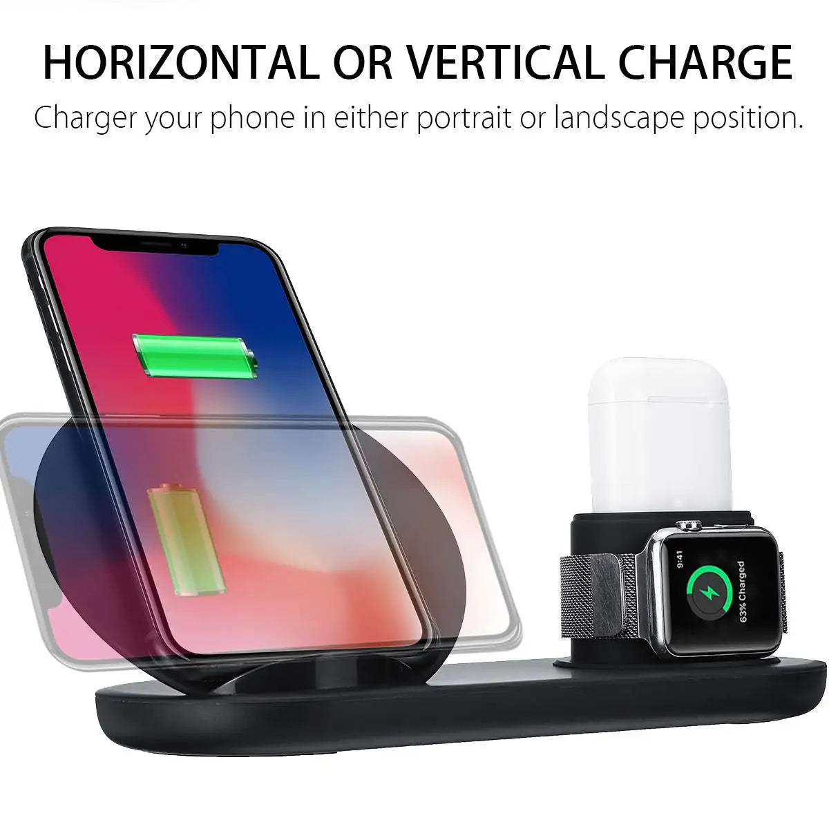 3 in1 10W Qi Wireless Charger Dock Station Fast Charging for Apple Watch 1 2 3 4 For iPhone XR XS Max For Samsung S9 For AirPods