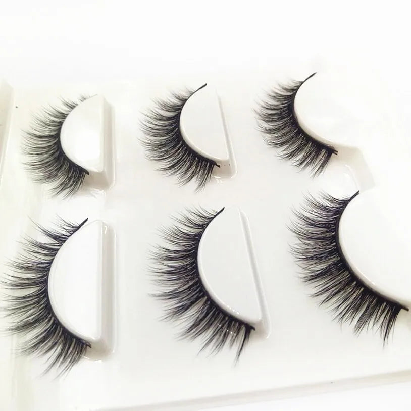 Eyes - 3 PAIRS / 6 EYELASHES - natural soft