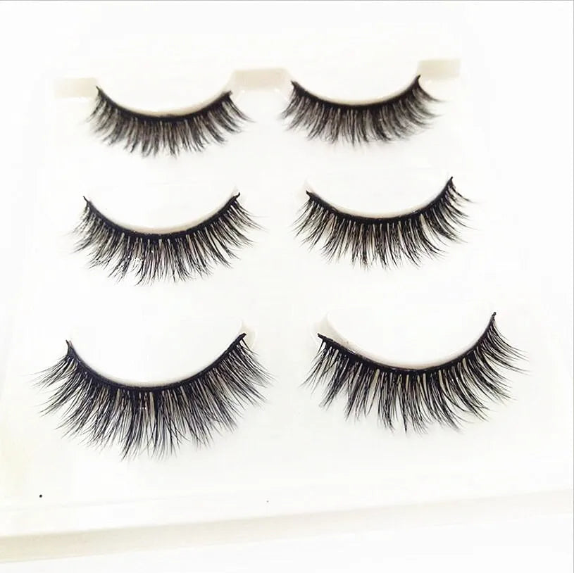 Eyes - 3 PAIRS / 6 EYELASHES - natural soft