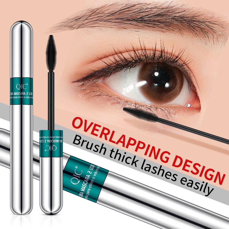 QIC Double Head Waterproof Mascara 4D Thick Pull Long Curl  Eyelashes Liquid Not Easy Dizzy Dye Eye Lashes Quick Waterproof