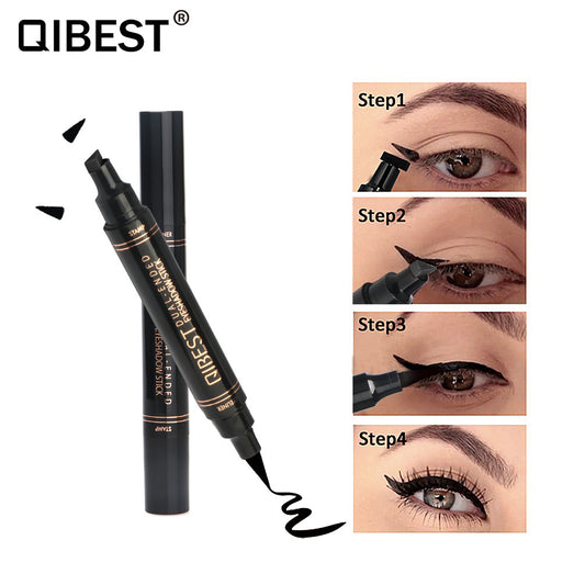 QIBEST Color Eyeliner DOUBLE-HEADED Seal Color Eyeliner Pen Eyeliner Tail Seal Pen