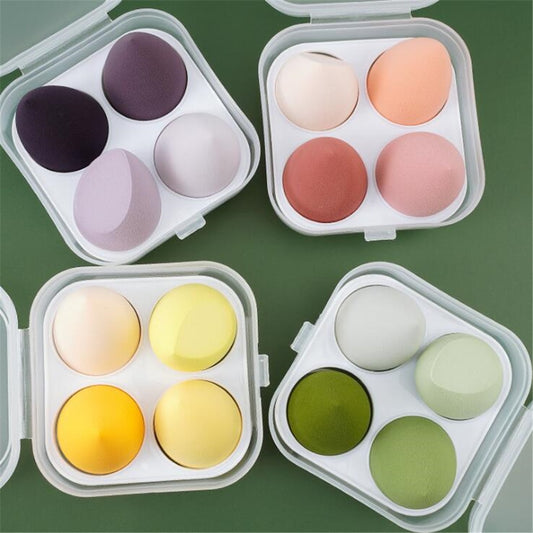 Makeup Blender Cosmetic Sponge/Puff - 4pcs MAKEUP SPONGE with Storage Box - Foundation Powder Sponge