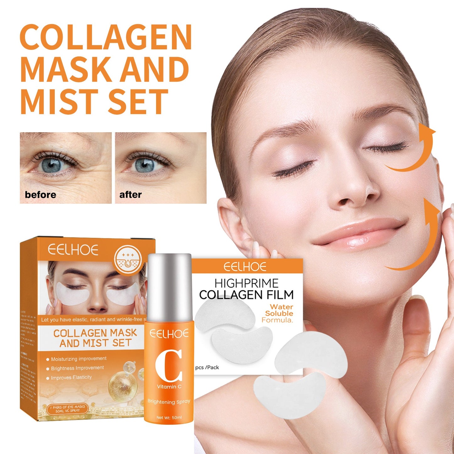 Collagen Eye Mask Spray Set Anti aging anti wrinkle anti aging collagen hydrating and moisturizing