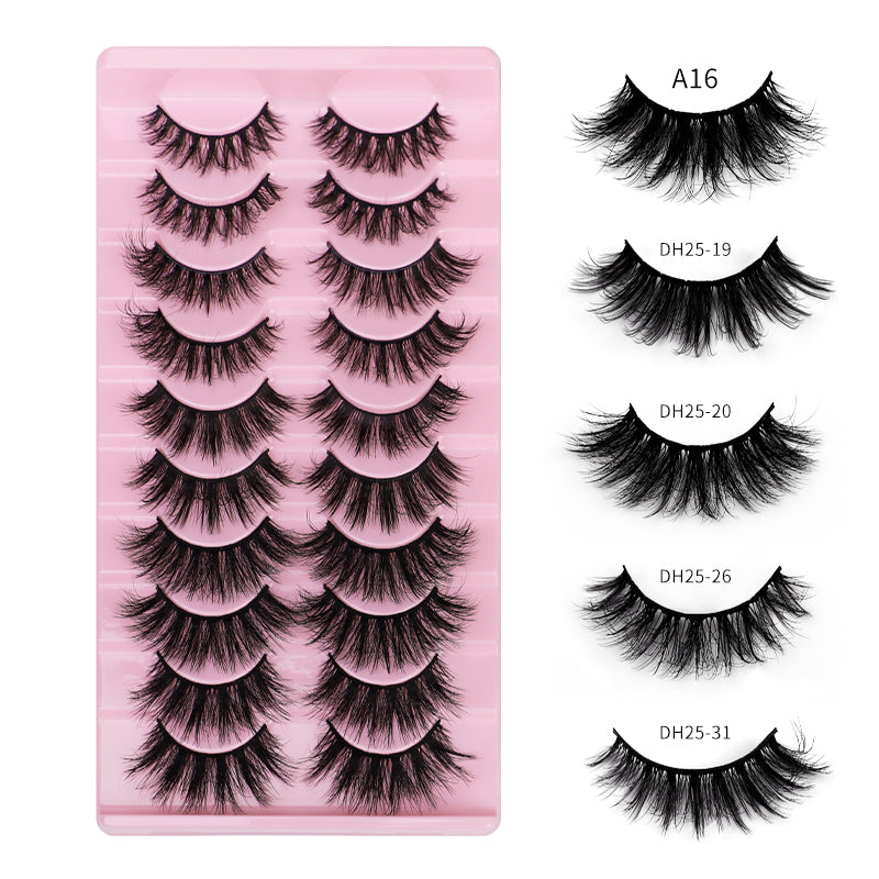 10 Pairs Of Messy THICK FALSE EYELASHES - (6 Styles to choose from)