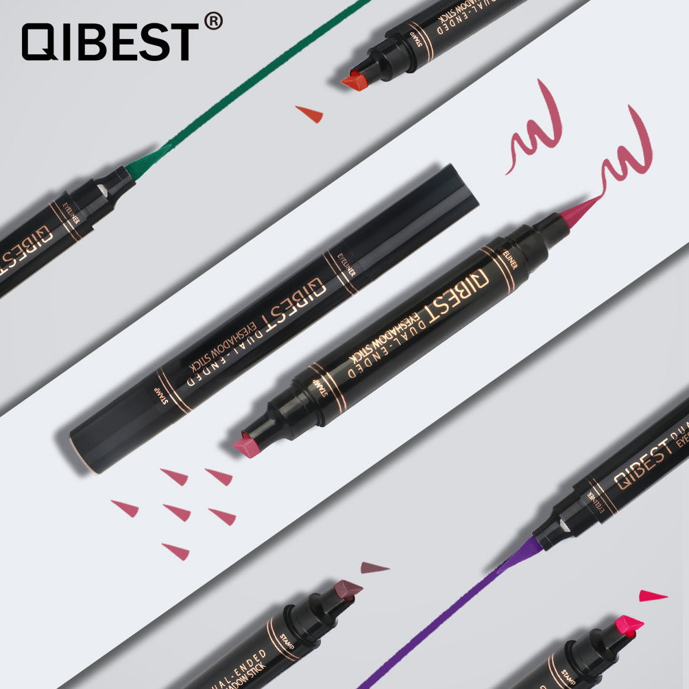 QIBEST Color Eyeliner DOUBLE-HEADED Seal Color Eyeliner Pen Eyeliner Tail Seal Pen