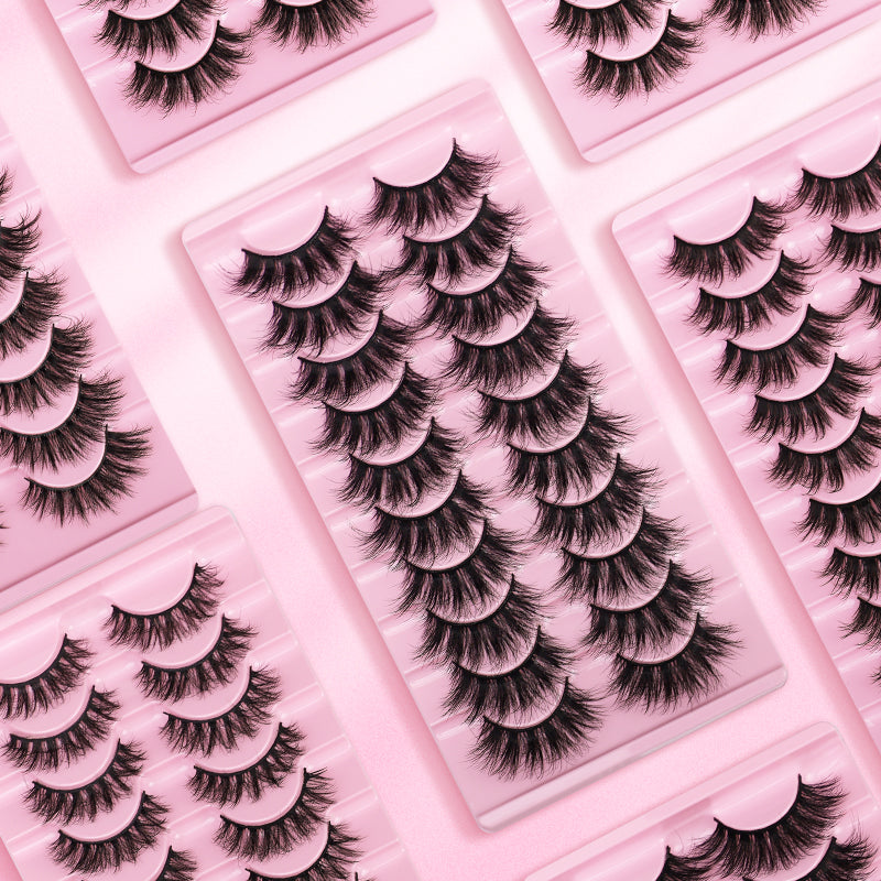 10 Pairs Of Messy THICK FALSE EYELASHES - (6 Styles to choose from)