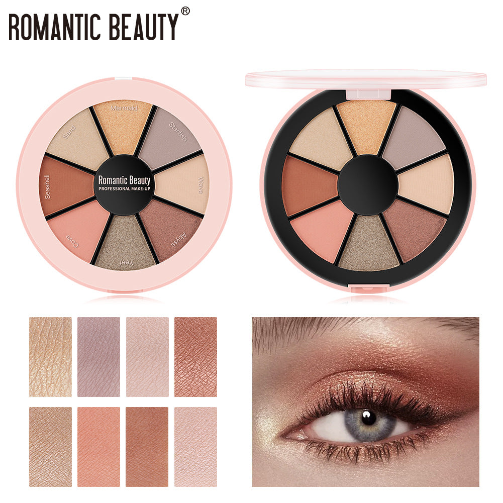 Romantic Beauty 8 Color ROUND PALETTE EYESHADOW - Pearlescent Matte Eyeshadow Palette