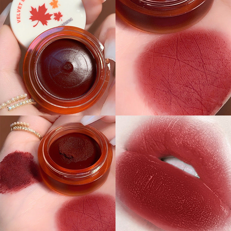 QIBEST Air Matte Lip Mud Matte Soft Waxy Canned Lip Mud Cloud Velvet Lip Glaze Is Not Easy To Fade With Lip Brush