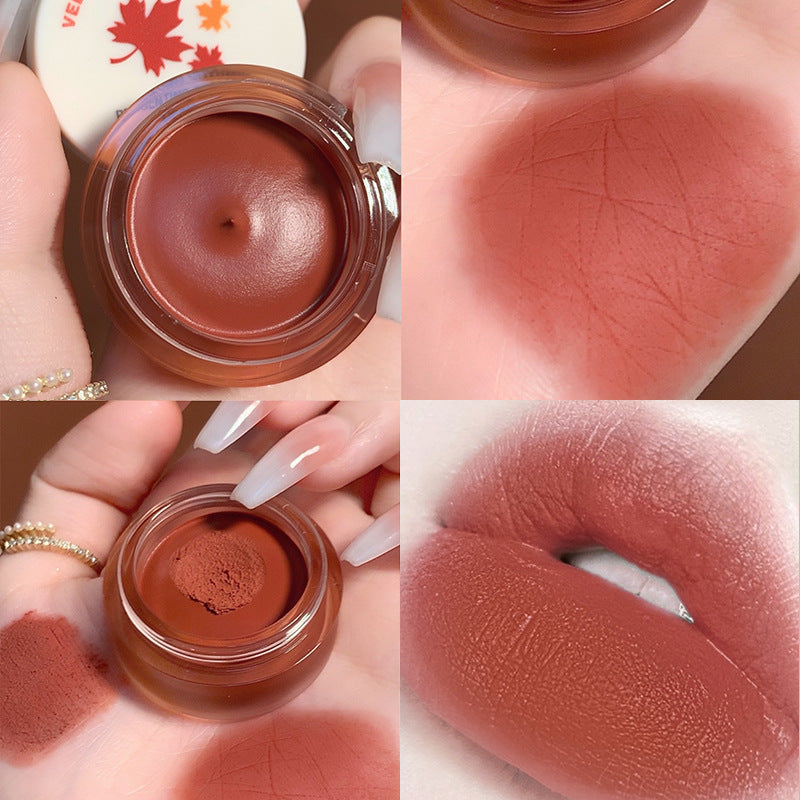 QIBEST Air Matte Lip Mud Matte Soft Waxy Canned Lip Mud Cloud Velvet Lip Glaze Is Not Easy To Fade With Lip Brush