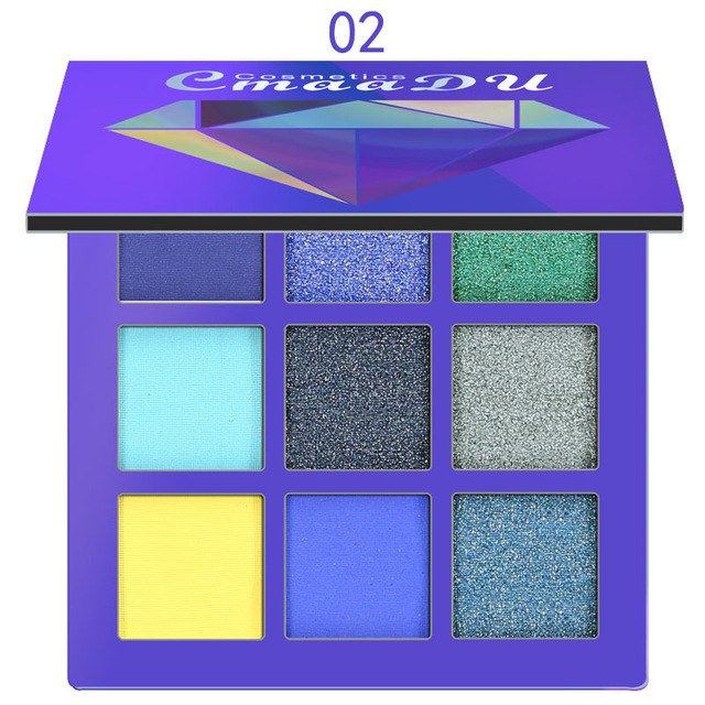 0MAADU Brand 9color EYE SHADOW PALETTE Matte Shimmer Glitter Eye Shadow Powder - Makeup Kit