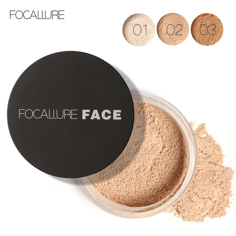 FOCALLURE New Brand Makeup Powder 3 Colors Loose Powder Face Makeup Waterproof Loose Powder Skin Finish Powder