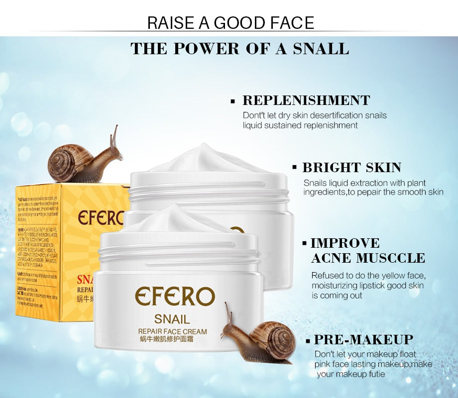 EFERO Anti Aging Snail Essence Face Cream Whitening Snail Cream Serum Moist Nourishing Lifting Face Skin Care anti wrinkle Cream