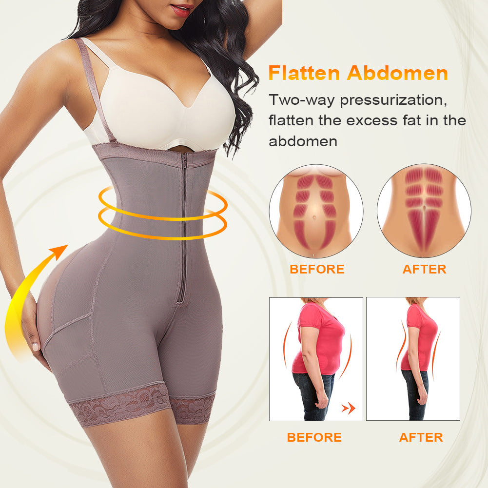 Non-Slip Waist Double Elastic Hip Shaping Breathable Mesh Hip-Lifting Belly Pants One-Piece Shape Wear