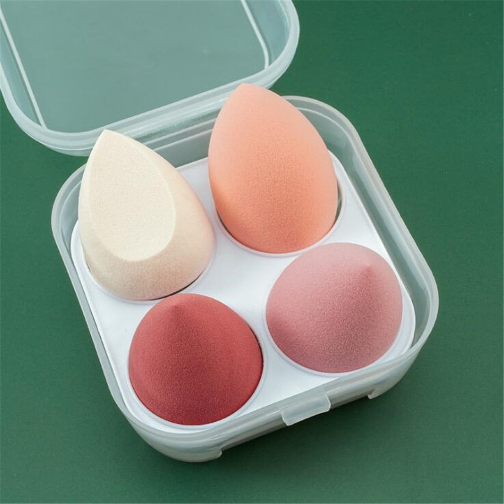 Makeup Blender Cosmetic Sponge/Puff - 4pcs MAKEUP SPONGE with Storage Box - Foundation Powder Sponge