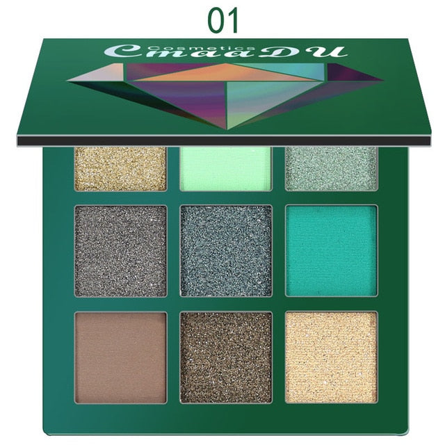 0MAADU Brand 9color EYE SHADOW PALETTE Matte Shimmer Glitter Eye Shadow Powder - Makeup Kit