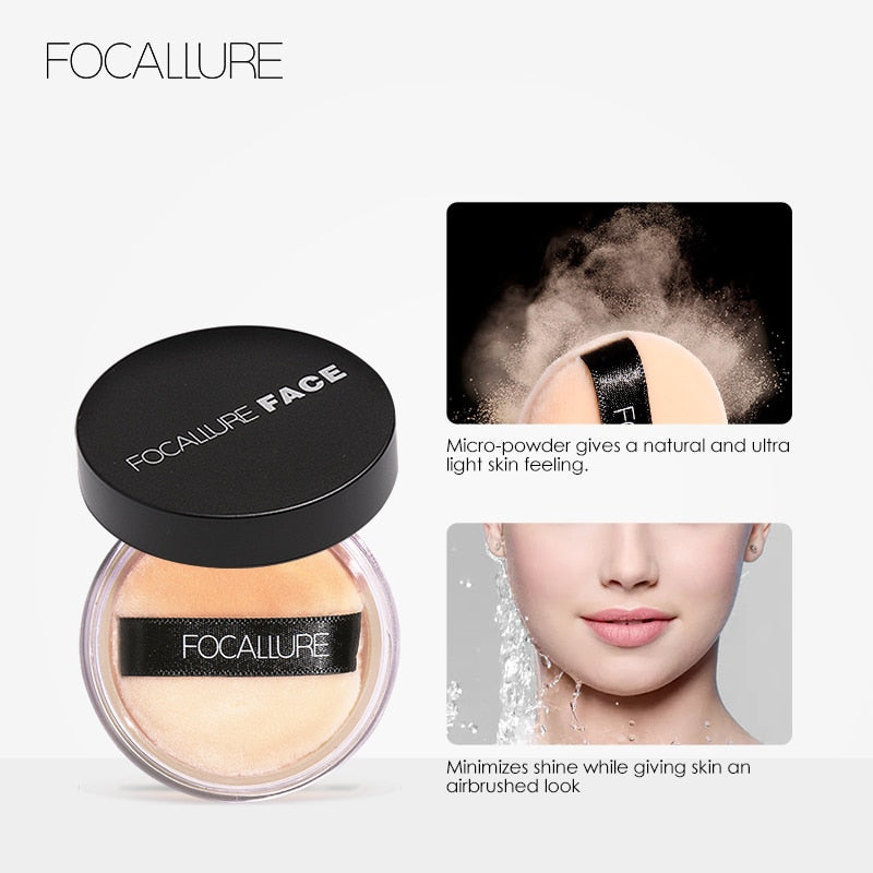 FOCALLURE New Brand Makeup Powder 3 Colors Loose Powder Face Makeup Waterproof Loose Powder Skin Finish Powder