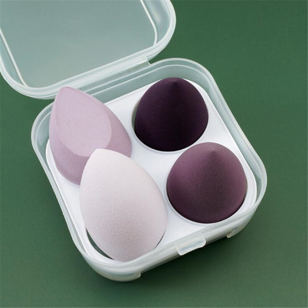 Makeup Blender Cosmetic Sponge/Puff - 4pcs MAKEUP SPONGE with Storage Box - Foundation Powder Sponge