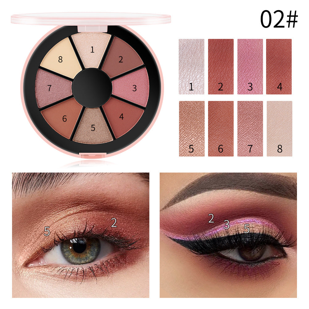 Romantic Beauty 8 Color ROUND PALETTE EYESHADOW - Pearlescent Matte Eyeshadow Palette