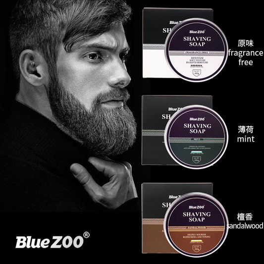 MEN'S SHAVING SOAP - BlueZOO Men's Facial Shave Beard Shaving Foaming Soap Sandalwood Scented Mint