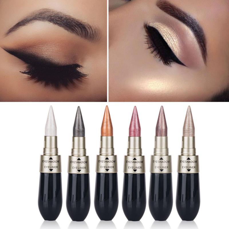 Creative DOUBLE-END Eyeshadow Black & Eyeliner Pencil - Waterproof 6 Colors Pigment Shimmer Glitter Smokey Eye Makeup Tool HOT TSLM2