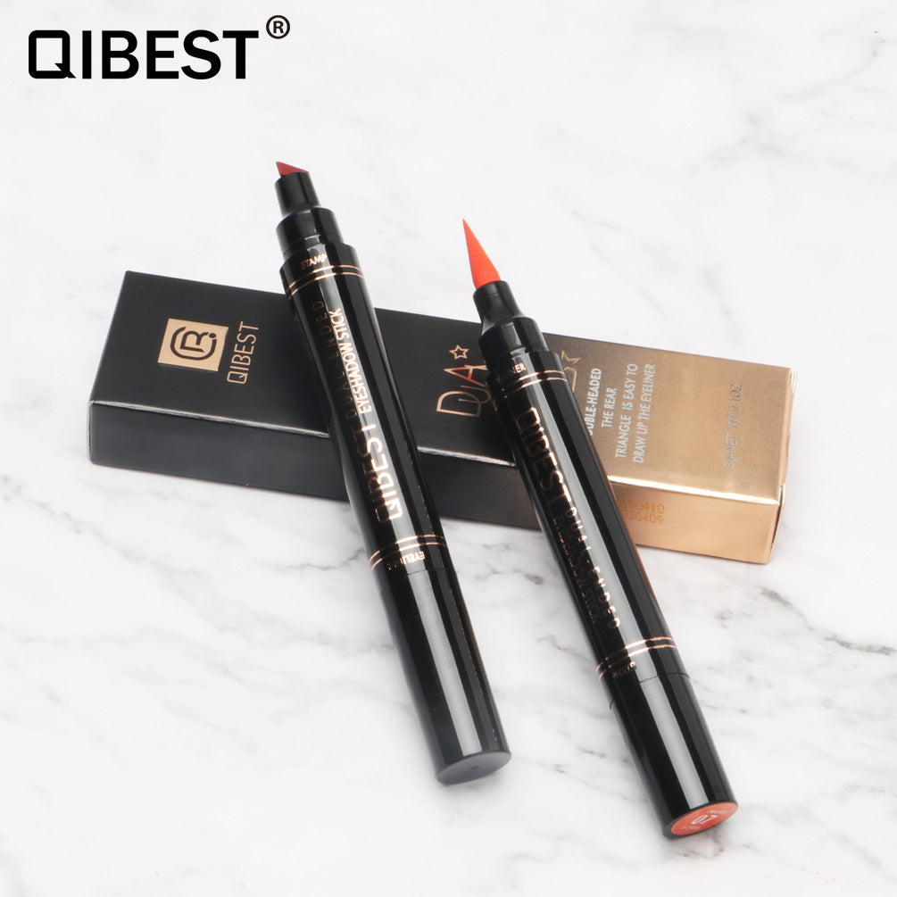 QIBEST Color Eyeliner DOUBLE-HEADED Seal Color Eyeliner Pen Eyeliner Tail Seal Pen