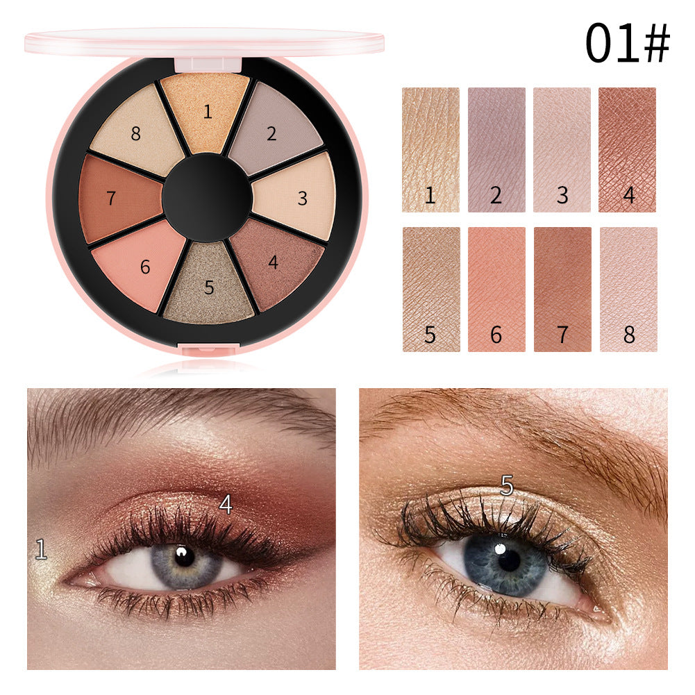 Romantic Beauty 8 Color ROUND PALETTE EYESHADOW - Pearlescent Matte Eyeshadow Palette