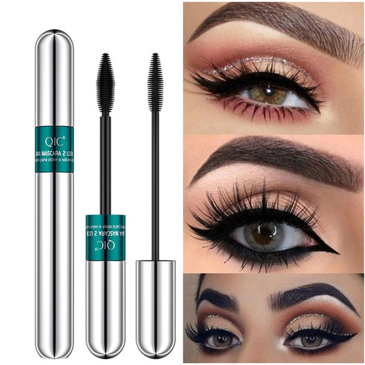 QIC Double Head Waterproof Mascara 4D Thick Pull Long Curl  Eyelashes Liquid Not Easy Dizzy Dye Eye Lashes Quick Waterproof