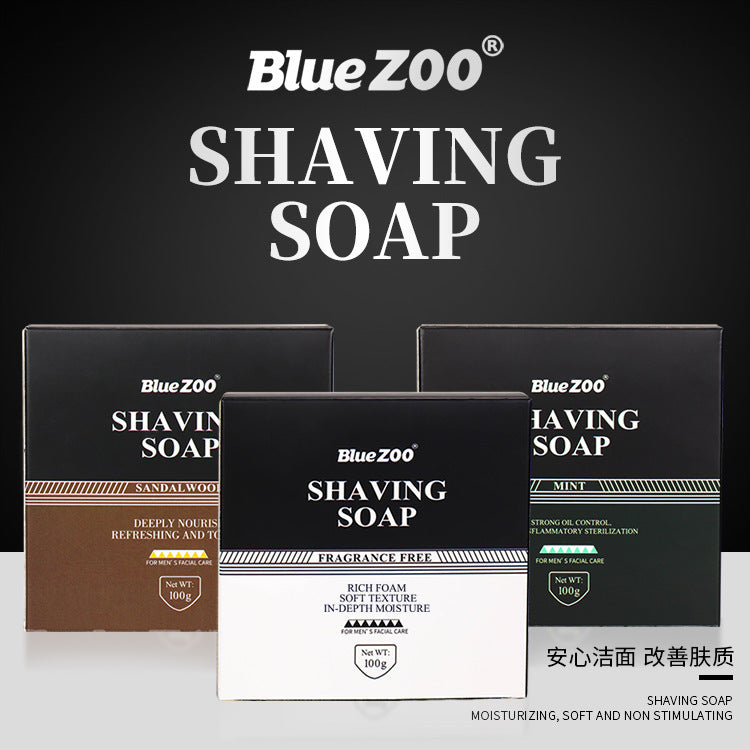 MEN'S SHAVING SOAP - BlueZOO Men's Facial Shave Beard Shaving Foaming Soap Sandalwood Scented Mint