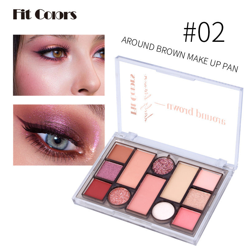 Eyebrow Powder Eye Shadow - Fit Colors 12-Color Face Comprehensive Makeup Powder Palette Matte Pearlescent Earth Color Blush