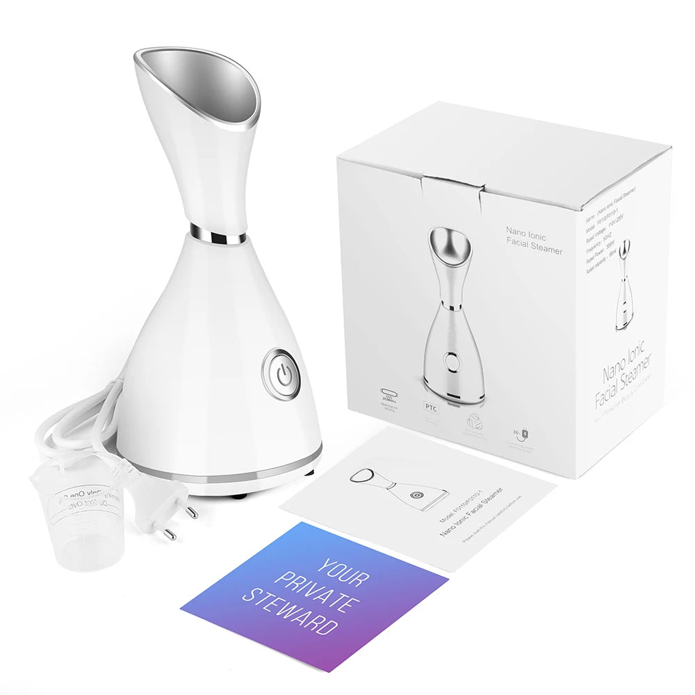 Facial Steamer, Nano Ionic Facial Deep Cleaning, Beauty Face Steam Device