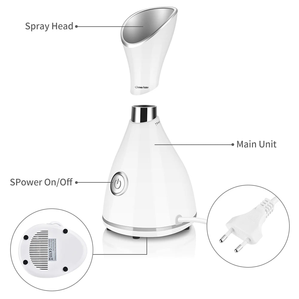 Facial Steamer, Nano Ionic Facial Deep Cleaning, Beauty Face Steam Device