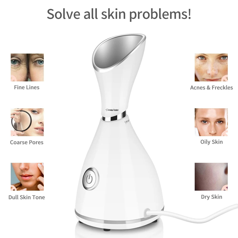 Facial Steamer, Nano Ionic Facial Deep Cleaning, Beauty Face Steam Device