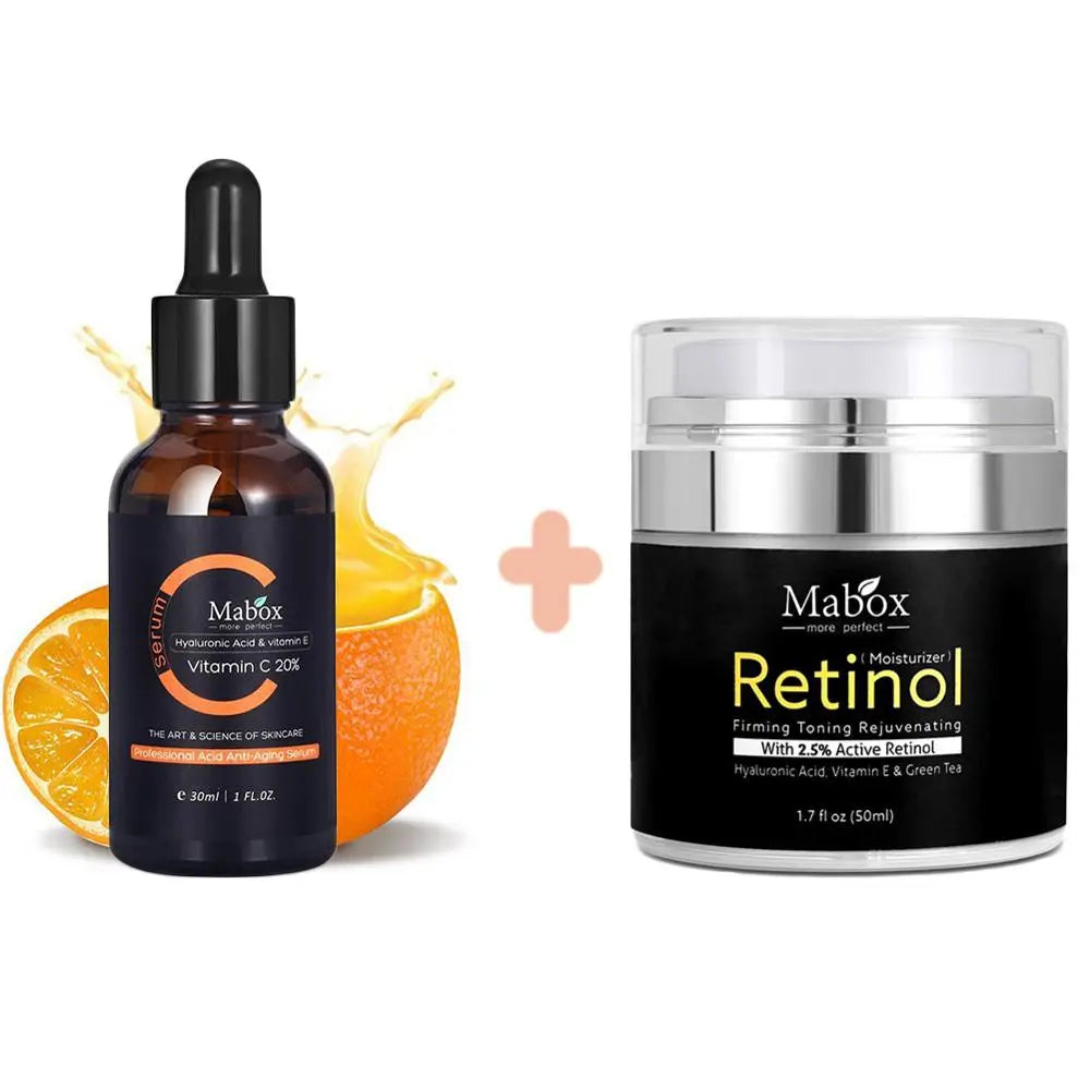 c MABOX 2.5% Retinol Face Cream + Vitamin C Serum Anti aging Moisturizer Face Cream (2 Amazing Products)