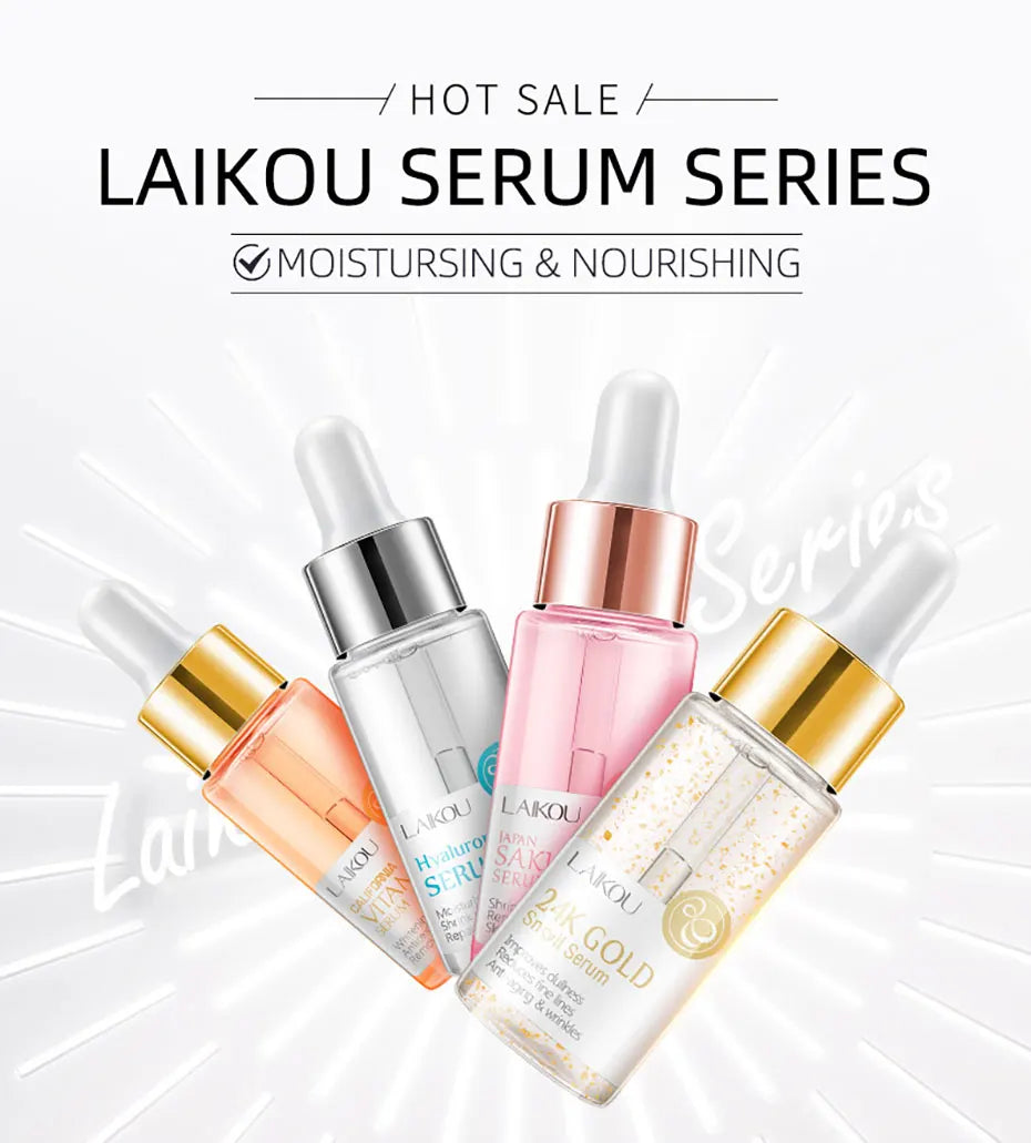 5 Laikou Serum -The Ordinary Skin Care Face Serum - ( Anti-Aging Hyaluronic Acid, Pure 24K Gold, Whitening Vitamin C and 2 Pore Treatment Serum)